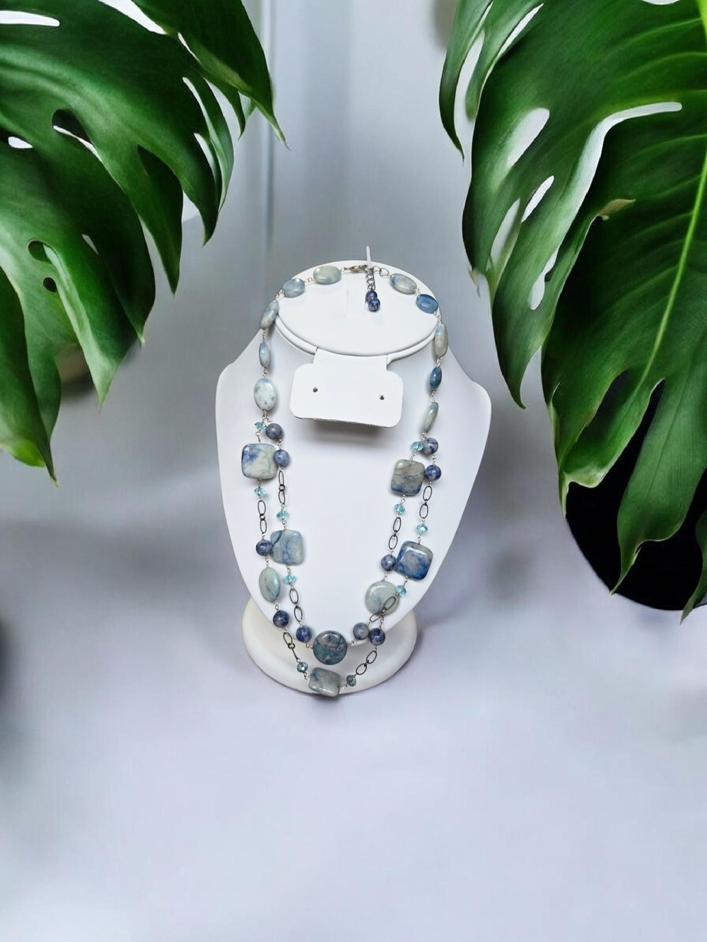 Sodalite Gemstone Necklace Blue Stone Beaded Multi‑Shape Natural Sodalite